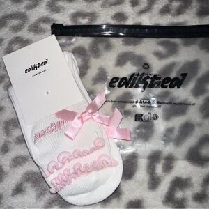 🎀 Edikted White & Pink Bow Socks 🎀